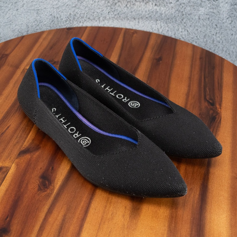 Rothy's "The Point" Black Pointed Toe Flats ~ Size 9 Womens shoes